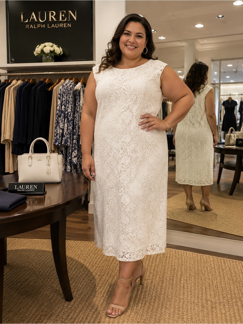 ivory lace shift dress Lauren Ralph Lauren Dresses | Lauren Ralph Lauren Midi | Color: Cream | Size: 14w Mini dress